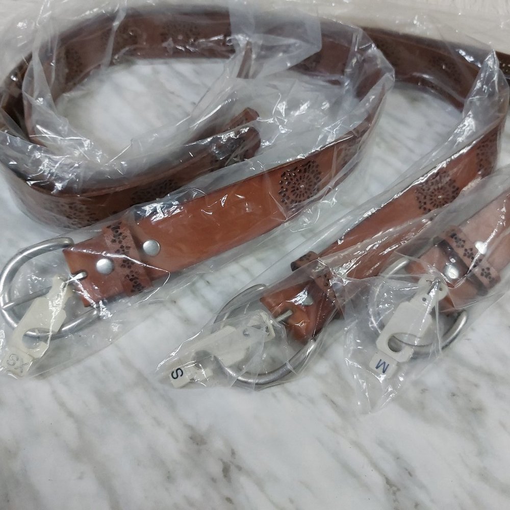 Lucky Brand Laser Cut Brown Genuine Leather Belt Size XS/S/M - Picture 1 of 8